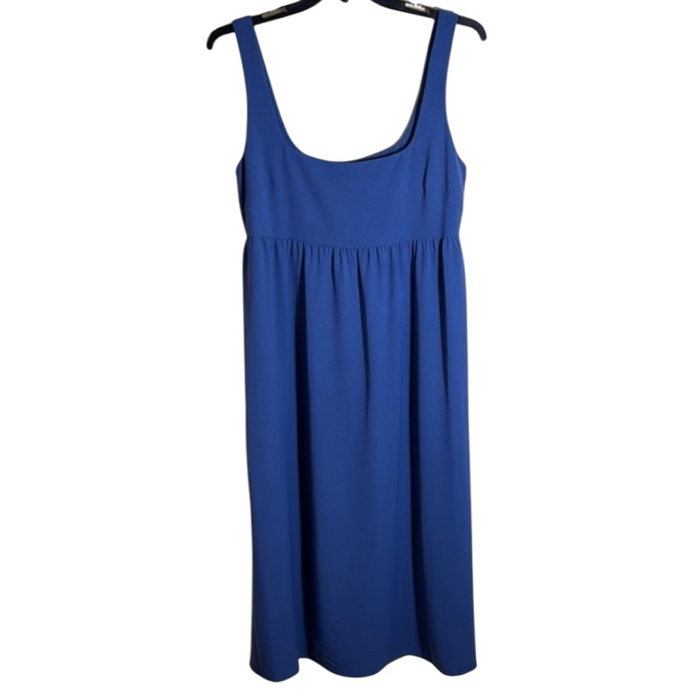 Connected Apparel‎ Dress Blue Sleeveless Tank Dress Smocking Midi in Size 12 NWT